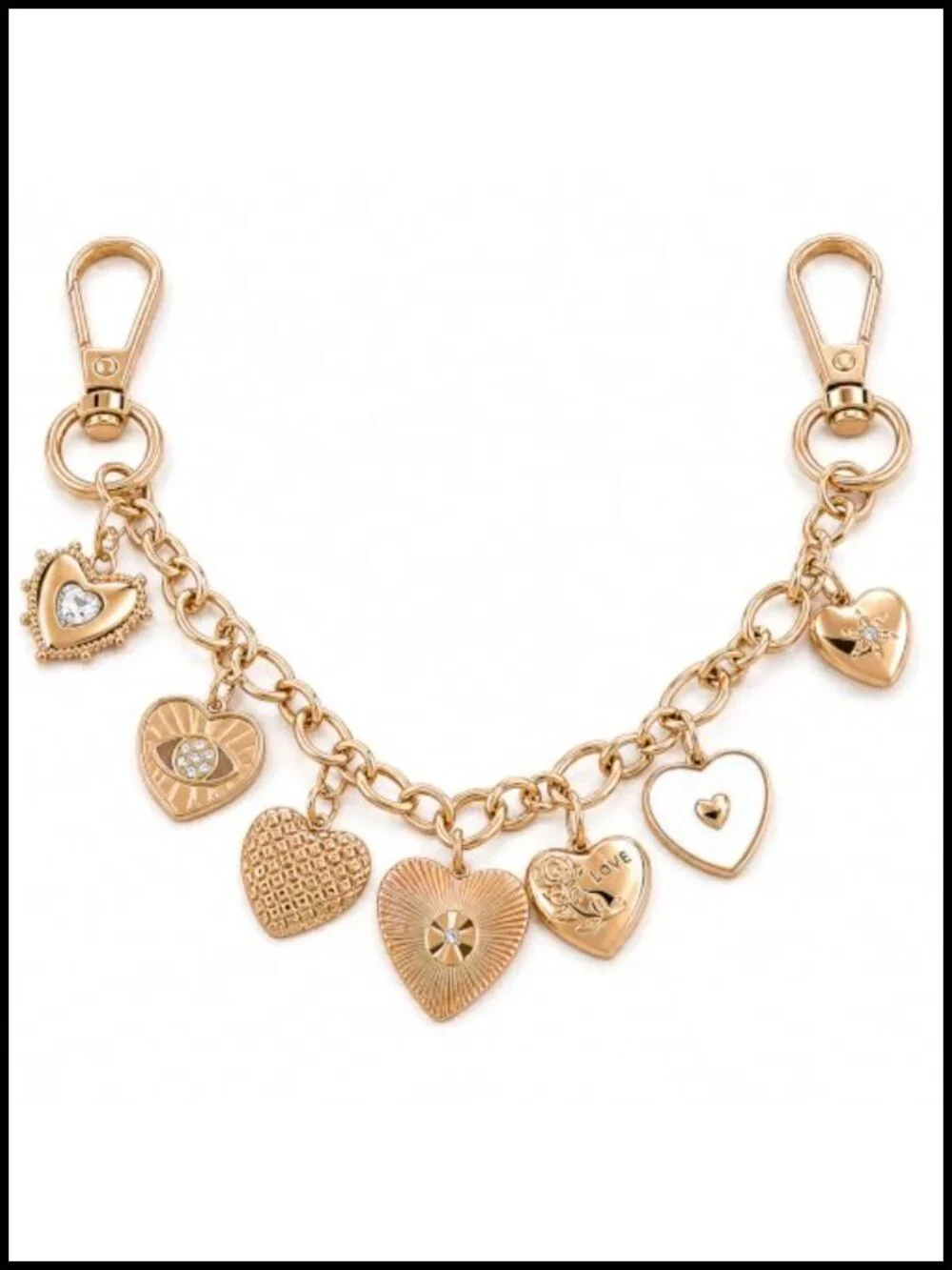 Gold Plated Heart Charm Purse Chain Bag Extender Keychain Accessory Gift
